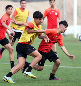 Youth football players training at Junior World Cup in Antalya
