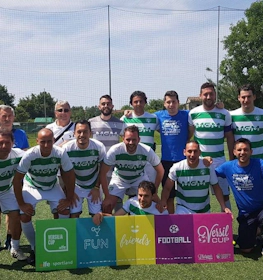 Football team with trophy at Versilia Cup tournament